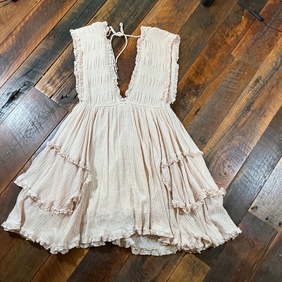 Free People Antoinette Mini Dress Pebble Ruffle Boho Size Small - Picture 10 of 11